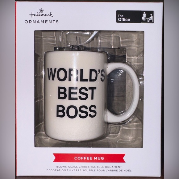 The Office World's Best Boss Coffee Mug Christmas Ornament - NEW - Picture 3 of 12